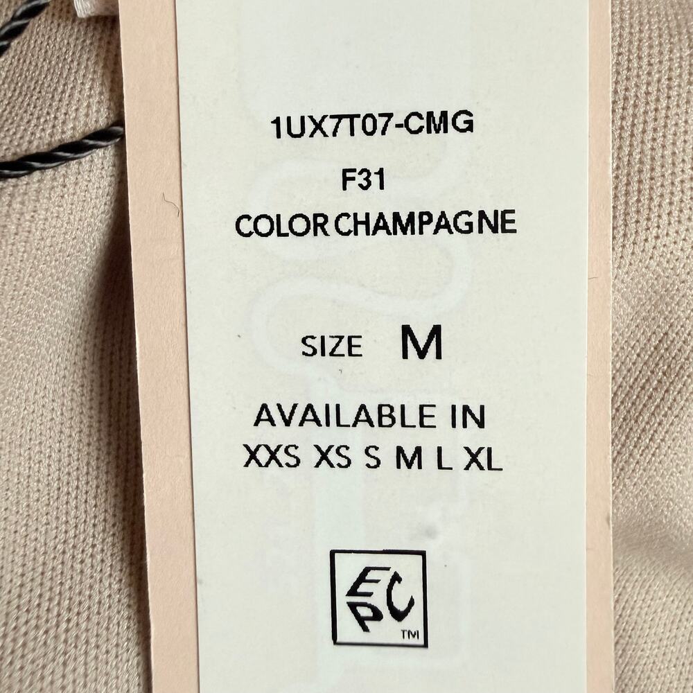 BCBGeneration NWT Champagne Metallic Ruched Square Neck Long Sleeve Crop Top M - Picture 11 of 14